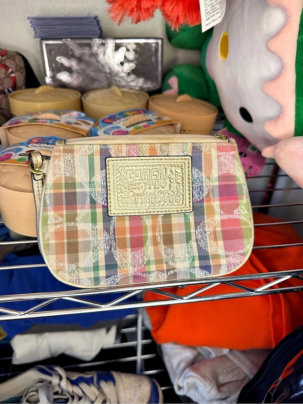 COACH Plaid Wristlet in Multicolor